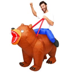 Spooktacular Creations Adults Halloween Inflatable Costumes, Riding a Bear Blow Up Costume, Brown Inflatable Suit for Men Halloween Costume Cosplay Themed Parties
