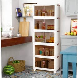 Auzfy Large Collapsible Storage Bins with Lids and Wheels,9.5 Gal/Pack Plastic Folding Clothes closet Organizer System with Doors,Stackable Container Boxes for Organization and Storage(5 Packs)