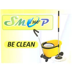Be Clean SMOP 360 Spin Mop Commercial, Microfiber, Bucket, Floor Cleaning System for Stores and Households, Cart with Wheels, Replacement Head