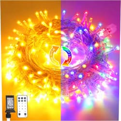 JMEXSUSS 200 LED Christmas String Lights Outdoor Waterproof, 66ft Color Changing String Lights Plug in, Warm White & Multicolor Christmas Lights for Trees Yard Wedding Xmas Party