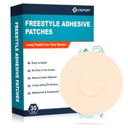 Ceeport 30 Pack Freestyle Adhesive Patches, Sensor Covers Intended for Freestyle Libre 2/3-Enlite-Medtronic Guardian, CGM Sensor Patches, No Glue in The Center, Long Fixation for Your Sensor(Tan)