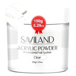 Saviland Clear Acrylic Powder 5.29OZ Large Capacity Acrylic Nail Powder Polymer Beginner Friendly Long Lasting No Need Nail Lamp Professional Acrylic Powder for French Manicure Nail Carving