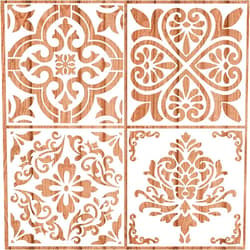 KUANSHENG 4 Pcs Tile Painting Stencils - 12 x 12 Inches Wall Reusable Templates for DIY Scrapbooks & Home Décor (Flower Style)