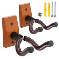 Dulphee Guitar Wall Mount, Solid Wood Guitar Wall Hangers, Ukulele Holder V-Shaped Hook Mandolin Banjo Bass Stand for Home & Studio (2Pack)