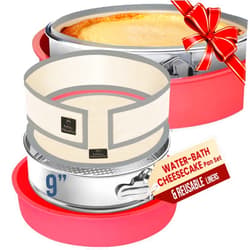 PETÍTS DESSERTS Cheese Cake Pans for Baking - NON TOXIC 9 Inch Spring Form Pan for Cheesecake with LEAKPROOF SILICONE PROTECTOR - STAINLESS STEEL 9 Inch Springform Pan for Cheesecake WATER BATH
