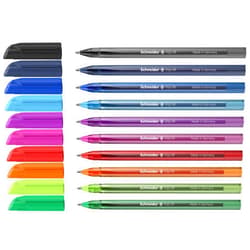 Schneider Vizz M (Medium) Ballpoint Pen, 1.0 mm, Transparent Barrel, Assorted Ink Colors, Pack of 10 Pens (102290)