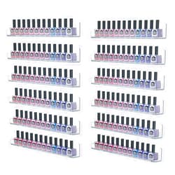 FEMELI Nail Polish Wall Rack: Acrylic Clear Nail Polish Shelves - 12pcs Nail Polish Wall Organizer Holder Display 15 Inch