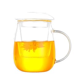 TIANXIALAWU 16.9 oz,Glass Tea Infuser Cups with Strainer and Lid,Tea Mugs with Infuser and Lid,Loose Tea Infuser,Hot Tea Diffuser Cup, (glass cover)，Glass Tea Cups