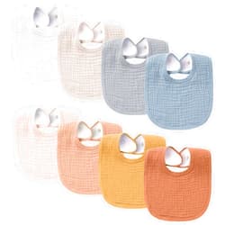 Konssy Muslin Baby Bibs 8 Pack Baby Bandana Drool Bibs Cotton for Unisex Boys Girls, 8 Solid Colors Set for Teething Drooling