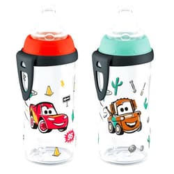 NUK Active Sippy Cup, 10 oz, 2 Pack, Disney's Cars, Lightning McQueen, BPA-Free, Spill-Proof, Transition Cup