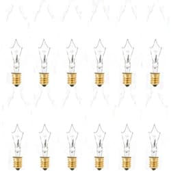 KOR - Pack of 12) 15 Watt CTC Clear Candelabra Base (E12) Straight Torpedo Tip 120V Incandescent Chandelier Light Bulbs