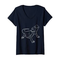 Cute Bearded Dragon Line Lover Gift Owner Love Womens Cute Bearded Dragon Line Lover Gift Owner Love V-Neck T-Shirt