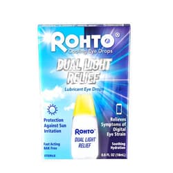 Rohto Dual Light Relief Cooling Lubricant Eye Drops, Protect Against Sun Irritation & Digital Eye Strain, Fast-Acting Relief of Dry Eyes, Irritation, Grittiness, Burning & Stinging, 0.6 fl oz