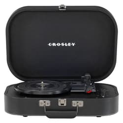 Crosley CR8009B-BK Discovery Vintage Bluetooth in/Out 3-Speed Belt-Driven Suitcase Vinyl Record Player Turntable, Black