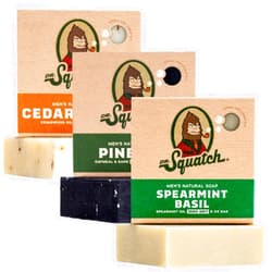 Dr. Squatch All Natural Bar Soap for Men, 3 Bar Variety Pack, Pine Tar, Cedar Citrus and Spearmint Basil