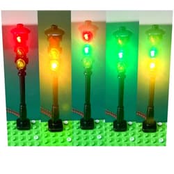 ZZHOB Model Traffic Light for Building Block Creative DIY Construction Simulate Real Traffic Light Changes with Switch & 5V USB Interface (1 Set)