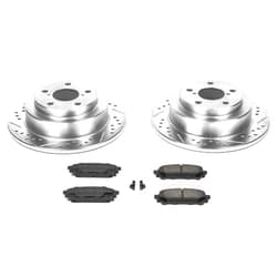 JESHENIX Brake Rotor and Pads Kit Discs and 2-Wheel Set Rear fits K447