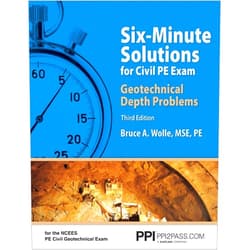 Bruce A. Wolle MSE PE PPI Six-Minute Solutions for Civil PE Exam Geotechnical Depth Problems, 3rd Edition – More Than 102 Practice Problems for the NCEES PE Civil Geotechnical Exam