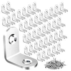 Vicuna R 40PCS L Bracket Corner Brace, Stainless Steel L Brackets for Shelves, Metal Corner Bracket, Small Right Angle Bracket for Wood Furniture Chair Drawer Cabinet with 80PCS Screws (0.79 x 0.79 inch)