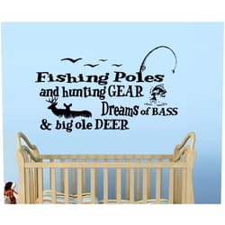 BestPricedDecals Fishing Poles and Hunting Gear #2 ~ Wall or Window Decal (Black)