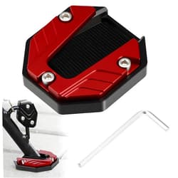 HABNVUON Motorcycle Kickstand Pad, Motorcycle Stand Pad, Aluminum Alloy Side Stand Foot Extension Support Plate, Motorcycle Parking Foot Plate Support Accessory for Snow Slippery Road (Red)