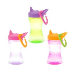 Nuby No-Spill Hard Spout Sippy Cup with Easy Grip - (3-Pack) 10 oz - Baby Sippy Cup for 6+ Month Old - Pink/Green/Purple