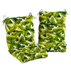 Greendale Home Fashions Outdoor 44 x 22-inch High Back Chair Cushion, Set of 2, Tropical White 2 Count