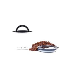 Planetary Design Airscape Stainless Steel Coffee Canister | Food Storage Container | Patented Airtight Lid | Push Out Excess Air Preserve Food Freshness (Small, Matte White)