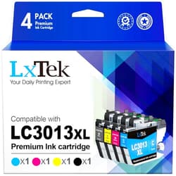 LxTek LC3013 Ink Cartridges BK/C/M/Y High Yield Compatible for Brother LC3013 LC3011 LC3013XL LC 3013 for Brother MFC-J497DW MFC-J895DW MFC-J491DW MFC-J690DW Wireless Printer (LC30134PKS)