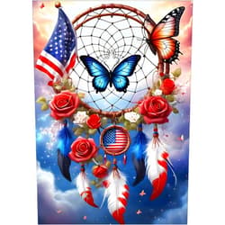 GDYEEH DIY 5D Flowers Butterfly Diamond Art Kits, Round Full Drill Dreamcatcher Diamond Painting Picture, Fantasy Painting by Numbers Art Kits for Adults Beginners Home Wall Decor 12x16 inch