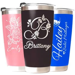 Flpoxzd Personalized Tumbler Custom Coffee Tumbler Laser Engrave with Name 20 Oz Stainless Steel Travel Tumbler Cup Mug Personalized Gifts for Birthday Christmas Anniversary for Men Women Kids