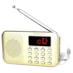 Retekess PR11 AM FM Radio Portable, Rechargeable Transistor Radios Small, with Headphone Jack MP3 Music Player Speaker Support Micro SD Card for Outdoor (Gold)