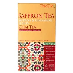 Taja Tea Taja Saffron Tea - Saffron & Cinnamon Fusion Chai, Balanced Wellness Blend for Mindful Comfort, Mood Boost, Decaffeinated | Gluten Free | Kosher, 20 Tea Bags