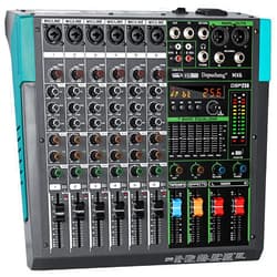 Depusheng MX6 6 Channel Sound Mixer Audio Mixing Console 48V 256DSP Professional USB PC Play Record Podcast Live Broadcast (US MX6)