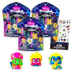 Disney Villains Doorables Blind Bags - Bundle with 3 Disney Villains Doorables Mini Figures for Kids, Adults Plus Tattoos | Disney Villains Doorables Exclusive Blacklight Figures Series