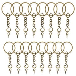 YAKA 360Pcs Bronze Key Chain Rings Kit, 120Pcs Keychain Rings,120Pcs Screw Eye Pins,120Pcs Jump Ring,1inch/25mm Nickel Plated Split Key Chain Ring Parts for Crafts and Jewelry Making