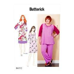 Butterick Patterns Women's, Sash, Top, Dress and Pants Robe, KK (26W-28W-30W-32W)