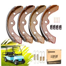 10L0L Golf Cart Brake Shoes Kit for EZGO XI-Serial 1983-1986, Club Car DS & Carryall (Manual Adjust) 1981-1994, Yamaha G1 1978-1980, etc Replace OEM# 101146302 101880701