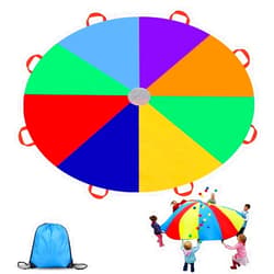 Gimilife 9ft Parachute Toys for Kids, Rainbow Parachute Toy with 8 Durable Handles, Toy Tent Game for Cooperative Play Games, Outdoor Kids Playground Activities for Girl Boy Toddlers Birthday Gift(L)