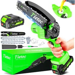 TIETOC Mini Chainsaw Cordless 6 Inch [Gardener Friendly] Super Handheld Rechargeable Chain Saw With Security Lock & Auto Oiler-System, Small Electric Chainsaws Battery Powered For Wood/Trees Cutting
