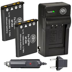 Big Mike's BM Premium 2-Pack of NP-45 Batteries and Battery Charger for Fujifilm FinePix XP20, XP22, XP30, XP50, XP60, XP70, XP80, XP90, T350, T360, T400, T500, T510, T550, T560, JX500, JX520, JX550, JX580, JX590, JX700, JX710, JZ700, Camera