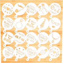 Konsait Cookie Stencil Template, Reusable Cake Decorating Stencils for Mother's Day Father's Day Birthday Wedding Royal Icing Cake Coffee Mousse Pastry Dessert Decorating Kit for Party Supplies