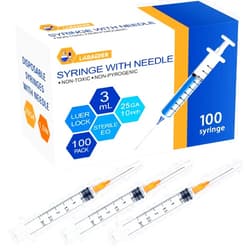LabAider 3ml Syringes with Needle - 25G, 1.0 inch Needle Lab Supplies ,Sterile, Individually Packaged