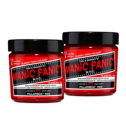 MANIC PANIC Pillarbox Red Hair Dye - Classic High Voltage - (2PK) Semi Permanent Hair Color - Deep True Red Color - For Dark & Light Hair – Vegan, PPD & Ammonia-Free - For Coloring Hair on Women & Men