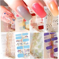 YKZFUI 8 Sheets Spring Summer Nail Stickers - Semi Cured Gel Nail Strips Stickers Self-Adhesive Nail Decals Long Lasting Gel Nail Polish Strips for Women Girls Manicure Supplies Nail Decoration