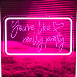 Kiparfod You are Like Really Pretty Neon Sign for Wall Decor Pink LED Neon Light USB Powered Light Up Sign for Bedroom Bachelorette Party Teen Girls Room with Dimmable Switch