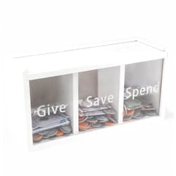 Mczxon Spend Save Give Piggy Bank for Kids, Money Coin Savings Piggy Bank Jar Box for Kids Child Safe Money Saver, Teach Children About Giving & Saving Money Piggy Box for Childrens Boys Girls, White