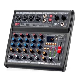 Pyle Professional Bluetooth DJ Audio Mixer - 6-Channel DJ Controller Sound Mixer w/DSP 16 Preset Effects, USB Interface, 4 XLR Mic/Line Input, AUX, FX Processor MP3 Player, Headphone Jack - PMX466