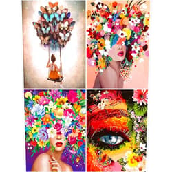 VeGuude Paint by Numbers for Adults and Kids Beginner, 4 Pack Painting by Number Kits On Canvas, Without Frame DIY Flower Girl Butterfly Oil Painting Acrylic Paints, Home Wall Decor Gift 12x16inch