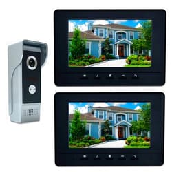 AMOCAM Video Intercom System, 7 Inches Video Doorbell Door Phone System, Wired Video Door Phone HD Camera Kits Dual-Way Intercom for Villa House Office Apartment 1-IR Camera 2-LCD Color Monitor